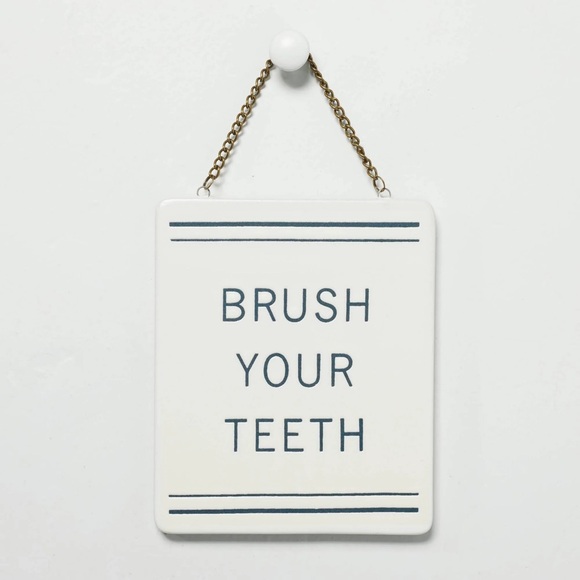 Hearth & Hand with Magnolia “Brush Your Teeth” Stoneware Wall Sign - Picture 2 of 5